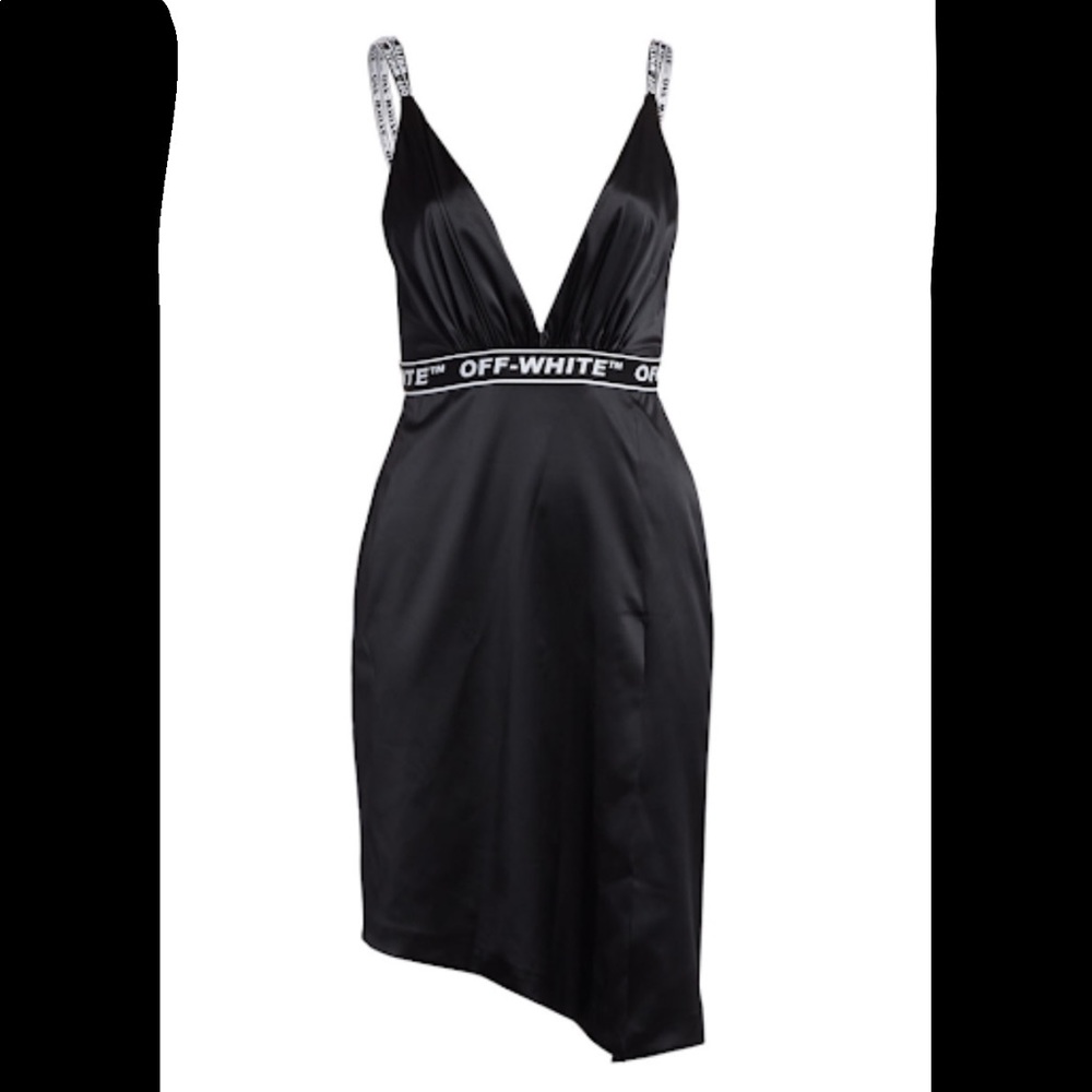✨HP✨Off-White Black Satin Dress - Main Label